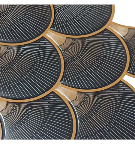 Black Fishscale Peel and Stick Wall Tile | Kitchen Backsplash Tiles | Self Adhesive Tiles