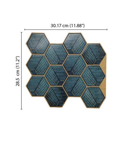 3D Peel and Stick Vinyl Blue Honeycomb Kitchen Tiles