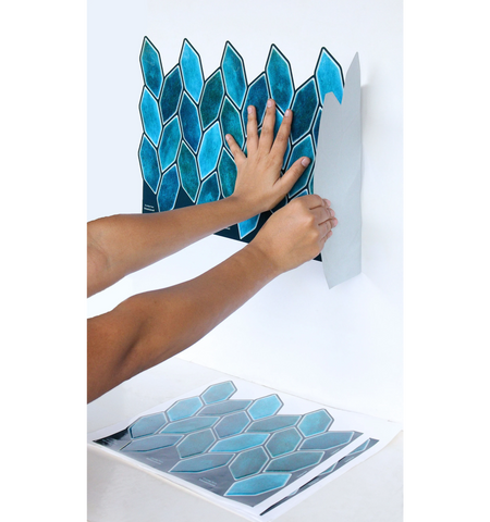 Emerald Blue Peel and Stick Wall Tile: Kitchen Backsplash Decor