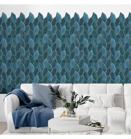 Emerald Blue Peel and Stick Wall Tile: Kitchen Backsplash Decor