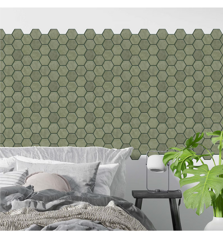 Olive Green Peel And Stick Wall Tile | Hexagon Kitchen Backsplash Tiles | Self Adhesive Tiles