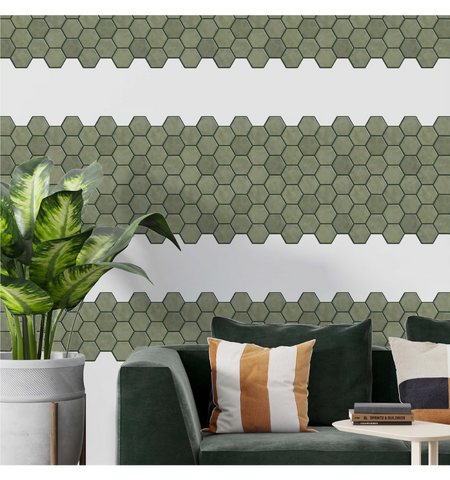 Olive Green Peel And Stick Wall Tile | Hexagon Kitchen Backsplash Tiles | Self Adhesive Tiles