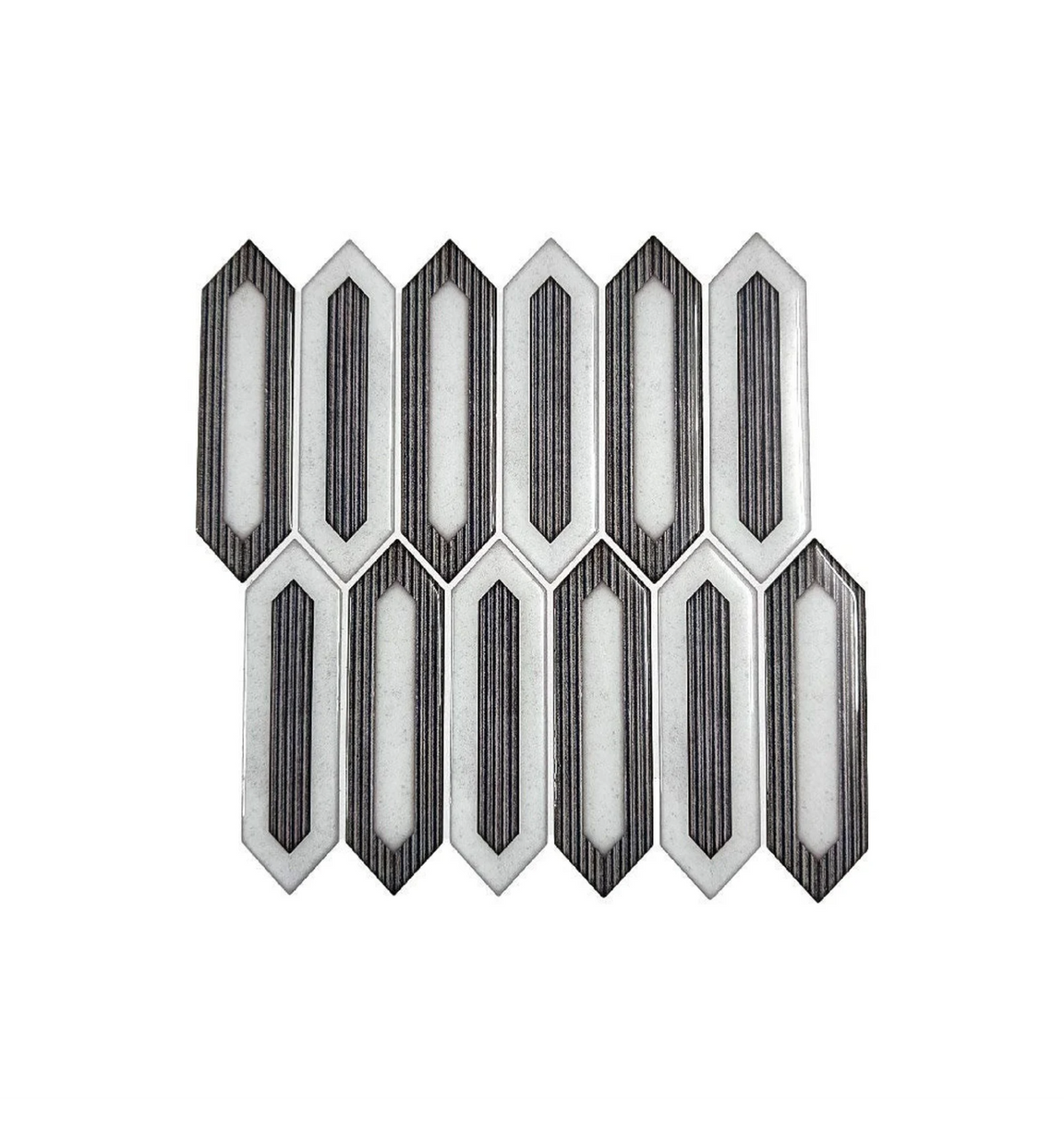 Long Hexagon Fluted Peel and Stick Wall Tile