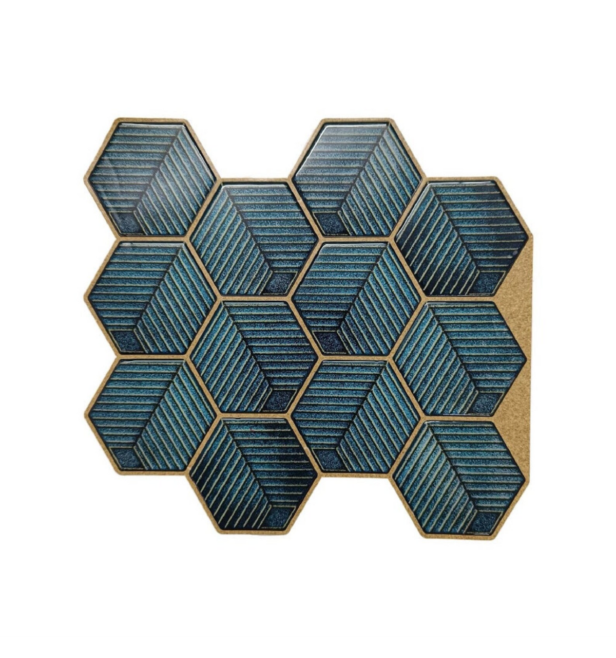 3D Peel and Stick Vinyl Blue Honeycomb Kitchen Tiles