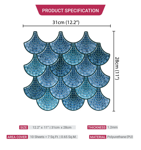 Blue Mosaic Peel and Stick Wall Tile: Kitchen Backsplash