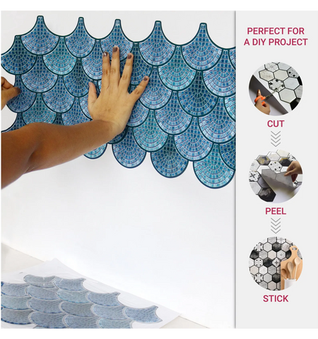 Blue Mosaic Peel and Stick Wall Tile: Kitchen Backsplash