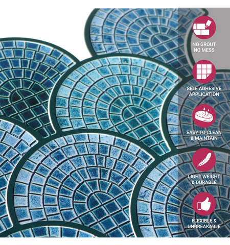 Blue Mosaic Peel and Stick Wall Tile: Kitchen Backsplash