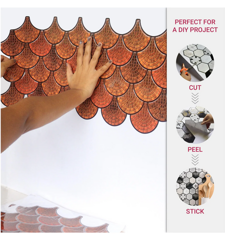 Orange Fish Scale Peel and Stick Tile: Kitchen Backsplash style