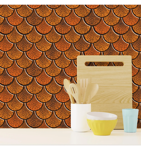 Orange Fish Scale Peel and Stick Tile: Kitchen Backsplash style