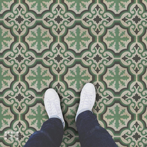 Victorian Vintage Style DIY Vinyl Floor Tile Sticker Peel and Stick Backsplash Floor Decals For Kitchen, Living Room