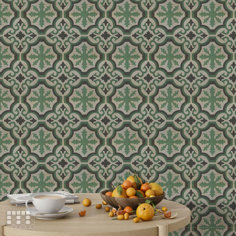 Victorian Vintage Style DIY Vinyl Floor Tile Sticker Peel and Stick Backsplash Floor Decals For Kitchen, Living Room