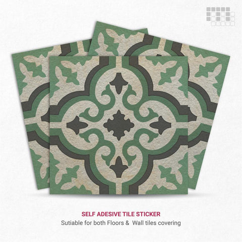 Victorian Vintage Style DIY Vinyl Floor Tile Sticker Peel and Stick Backsplash Floor Decals For Kitchen, Living Room