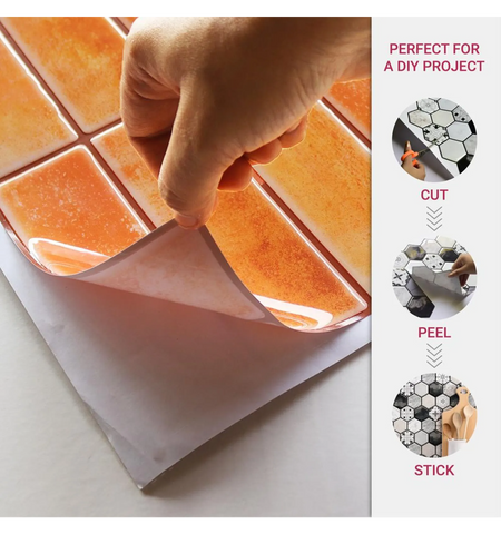 Orange Kitchen Decor 3D Peel and Stick Backsplash Tiles