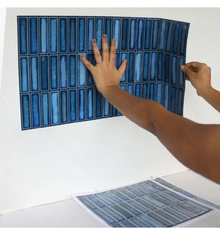 Blue Peel and Stick 3D Wall Tile: Self-Adhesive Backsplash