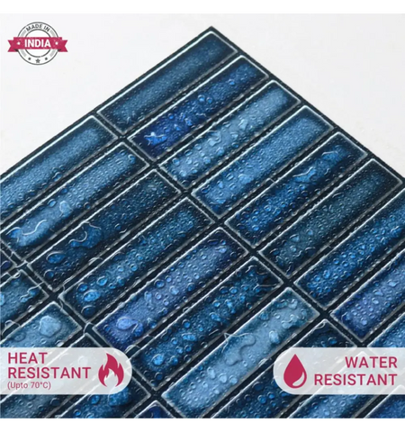 Blue Peel and Stick 3D Wall Tile: Self-Adhesive Backsplash