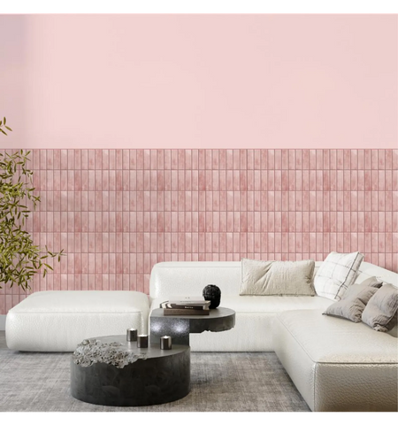 Pastel Pink Kitchen Decor 3D Peel and Stick Backsplash Tiles
