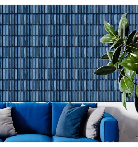 Blue Peel and Stick 3D Wall Tile: Self-Adhesive Backsplash