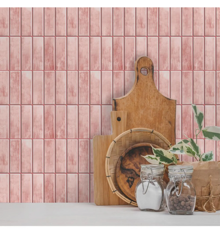 Pastel Pink Kitchen Decor 3D Peel and Stick Backsplash Tiles