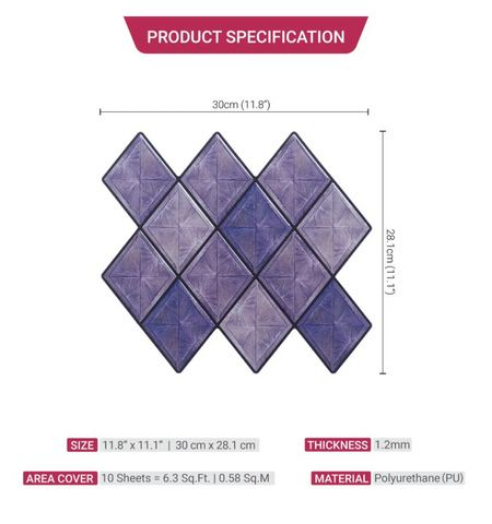 Purple Diamond Peel and Stick Wall Tile