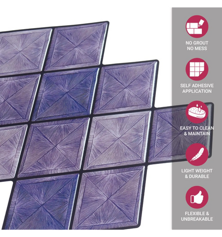 Purple Diamond Peel and Stick Wall Tile