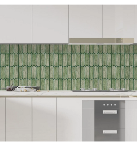 Green Scallop Tile Peel and Stick Tile