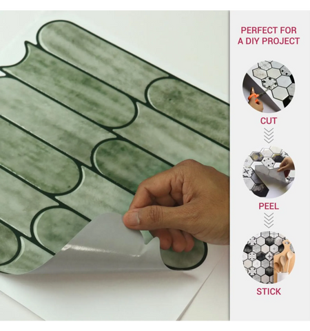 Green Scallop Tile Peel and Stick Tile