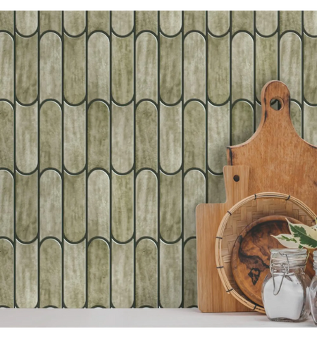 Sage Green Bullet Tile Peel and Stick Tile