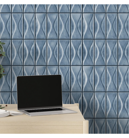 Blue 5 Sheets 3D Peel and Stick Kitchen Backsplash Tile