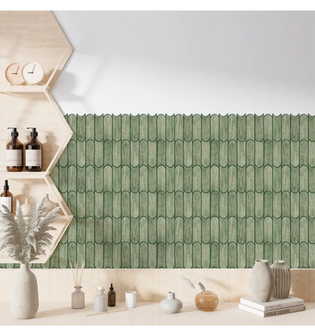 Green Scallop Tile Peel and Stick Tile