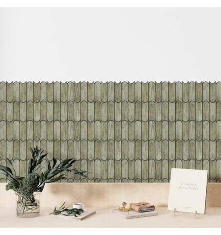 Sage Green Bullet Tile Peel and Stick Tile
