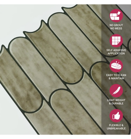 Sage Green Bullet Tile Peel and Stick Tile
