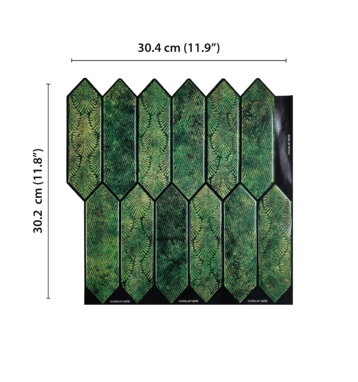 Radiant Green Long Hexagon Peel and Stick Wall Tile | Kitchen Backsplash Tiles | Self Adhesive Tiles For Home Decor