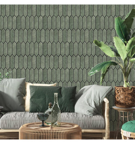 Sage Green Long Hexagon Peel and Stick Wall Tile | Kitchen Backsplash Tiles | Self Adhesive Tiles For Home Decor