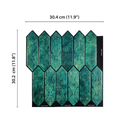 Emerald Green Long Hexagon Peel and Stick Wall Tile | Kitchen Backsplash Tiles | Self Adhesive Tiles For Home Decor