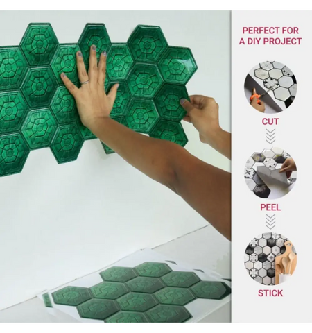 Deep green Peel and Stick Backsplash Tiles | Kitchen Backsplash Tiles | Self Adhesive Tiles