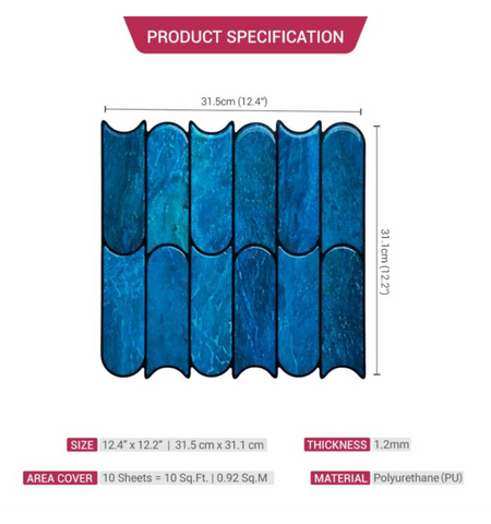 Navy Blue Capsule Peel and Stick Backsplash Tiles