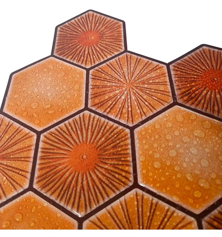 Orange Hexagon peel and Stick Wall Tile