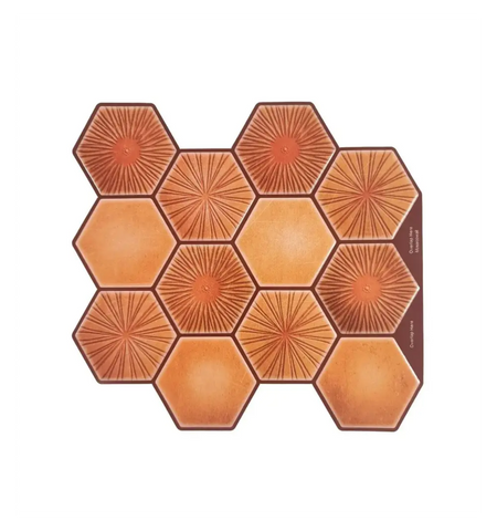Orange Hexagon peel and Stick Wall Tile