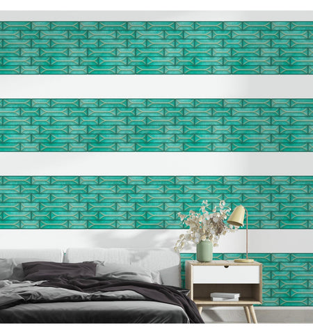 Decorative Teal Peel & Stick Backsplash Self Adhesive Tile, 3D Wall, PU Gel Vinyl Tiles for Home Decor