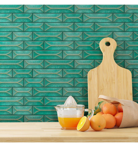 Decorative Teal Peel & Stick Backsplash Self Adhesive Tile, 3D Wall, PU Gel Vinyl Tiles for Home Decor