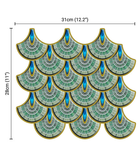 Peacock Peel And Stick Wall Tile | Green Kitchen Backsplash Tiles | Self Adhesive Tiles For Home Décor