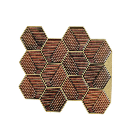 Rustic Orange Hexagon peel and Stick Wall Tile | Kitchen Backsplash Tiles | self Adhesive Tiles for Home
