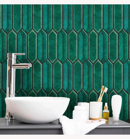 Creative Green Fluted Peel And Stick Wall Tile | Kitchen Backsplash Tiles | Self Adhesive Tiles For Home Décor