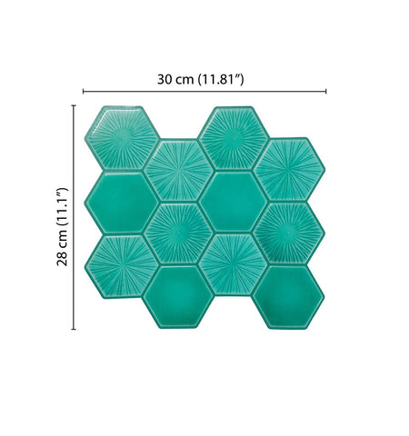 Mosaicowall Icy Peel and Stick wall Tile | Hexagon Kitchen Backsplash Tiles | self Adhesive Tiles for Home Décor