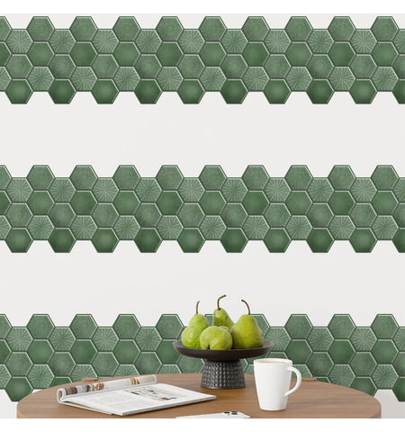 Antique Green Peel and Stick Wall Tile | Hexagon Kitchen Backsplash Tiles | self Adhesive Tiles for Home Décor