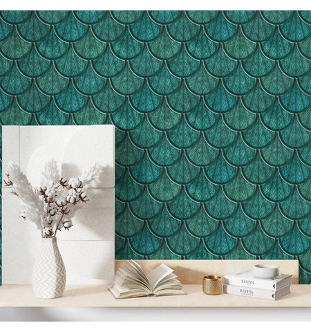 Artistic Teal Blue Peel and Stick Backsplash Tile | Kitchen Backsplash Tiles | self Adhesive Stick on Tiles