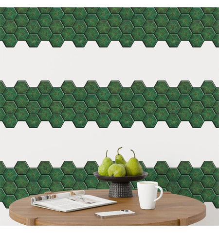 Forest Green Peel and Stick Wall Tile | Hexagon Kitchen Backsplash Tiles | self Adhesive Tiles for Home Décor