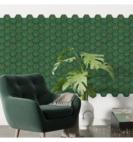 Forest Green Peel and Stick Wall Tile | Hexagon Kitchen Backsplash Tiles | self Adhesive Tiles for Home Décor