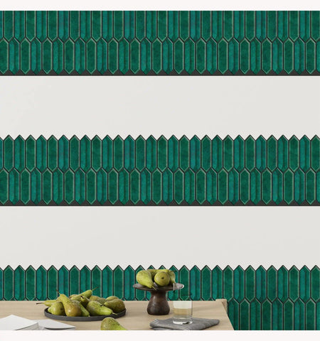 Creative Green Fluted Peel And Stick Wall Tile | Kitchen Backsplash Tiles | Self Adhesive Tiles For Home Décor