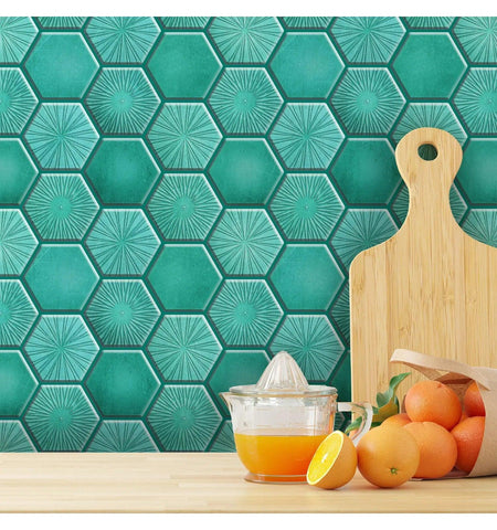 Mosaicowall Icy Peel and Stick wall Tile | Hexagon Kitchen Backsplash Tiles | self Adhesive Tiles for Home Décor